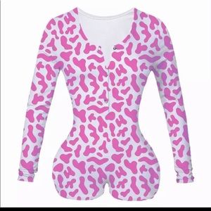 Pink and white cheetah print onesie